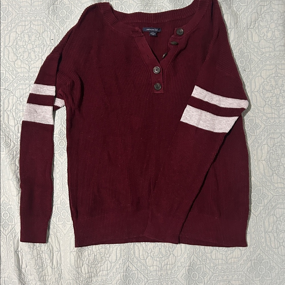 American Eagle Outfitters Burgundy Ribbed Sweater Shirt
